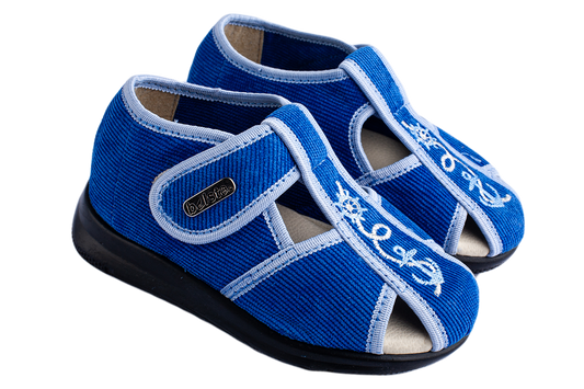 Детски отворени сандали BELSTA от велвет с цветна бродерия/Kids' Open Sandals BELSTA from Velvet with Floral Embroidery
