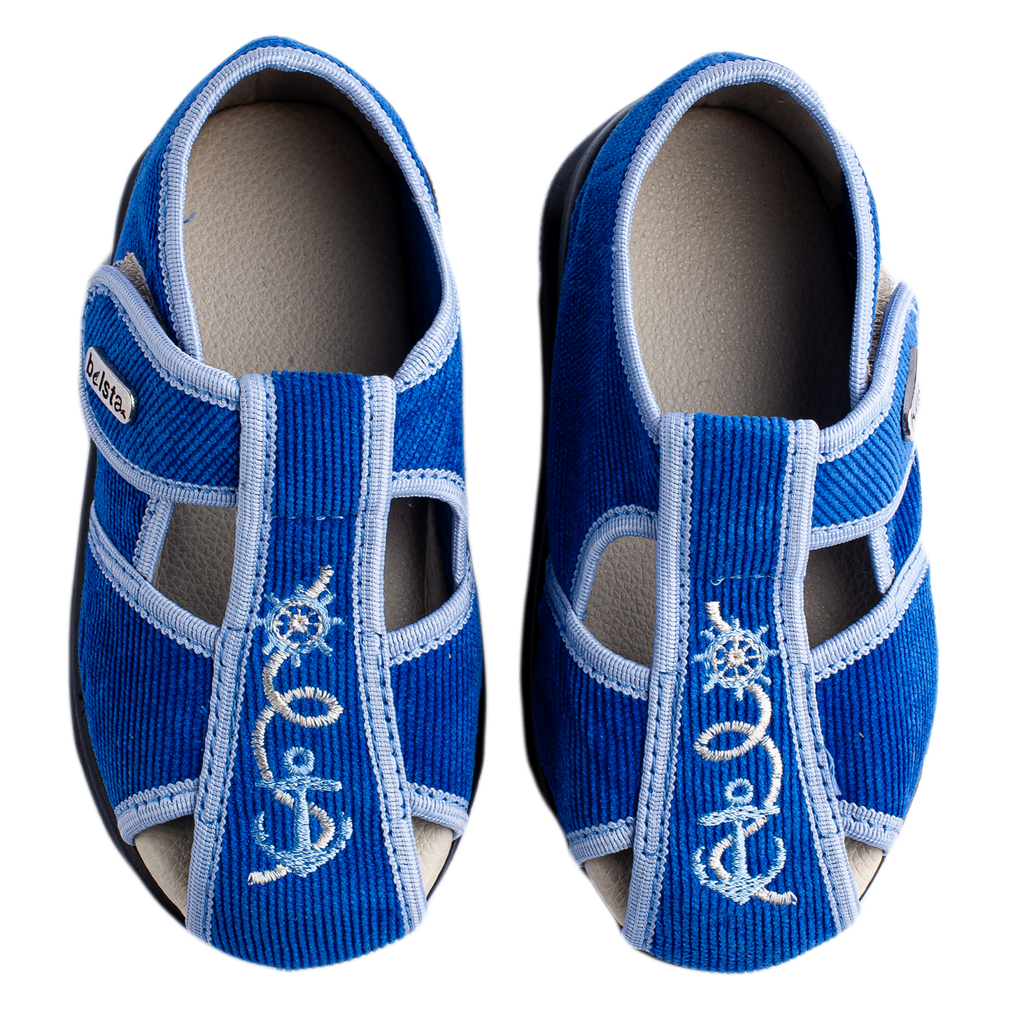 Детски отворени сандали BELSTA от велвет с цветна бродерия/Kids' Open Sandals BELSTA from Velvet with Floral Embroidery