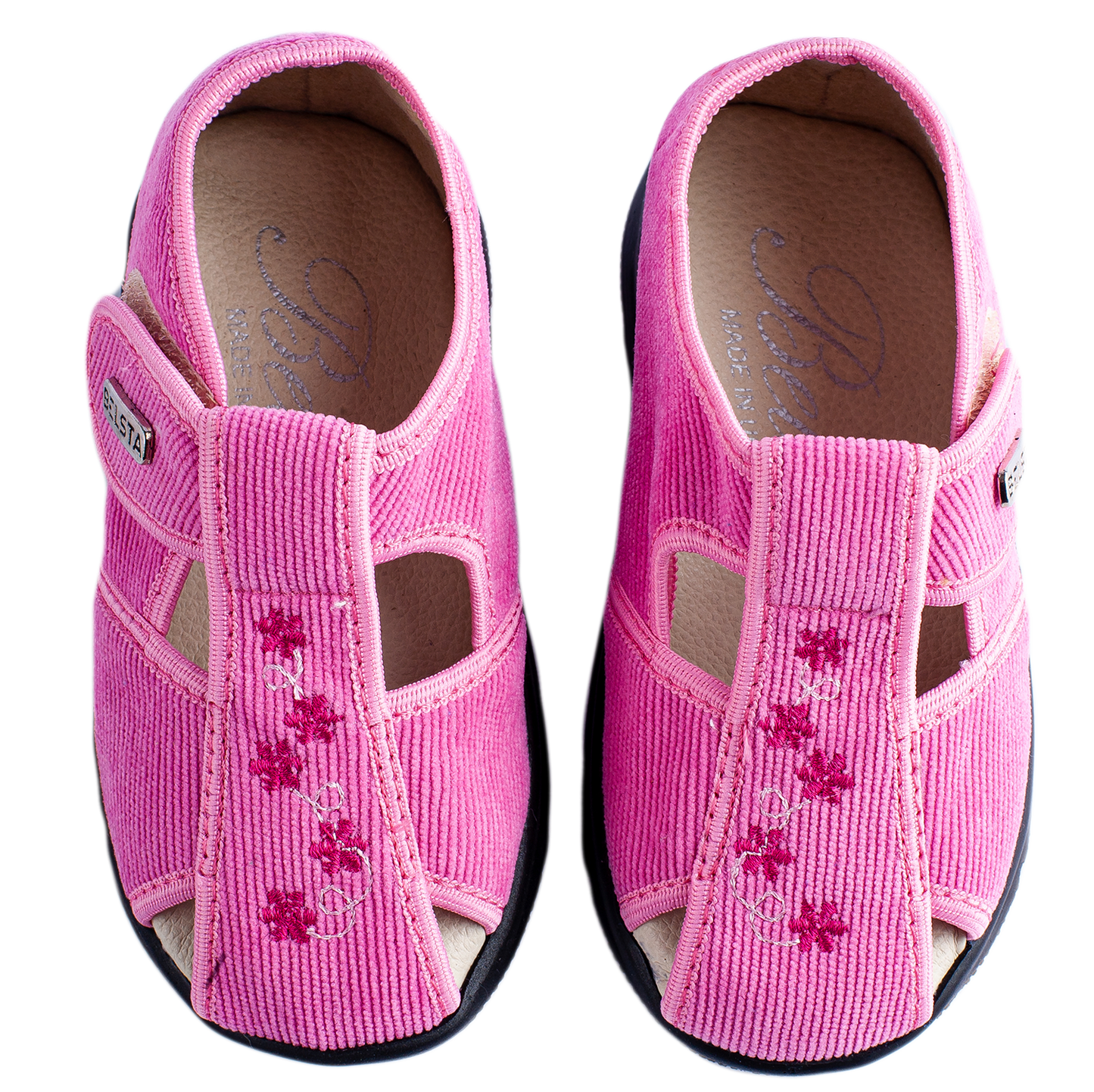 Детски отворени сандали BELSTA от велвет с цветна бродерия/Kids' Open Sandals BELSTA from Velvet with Floral Embroidery