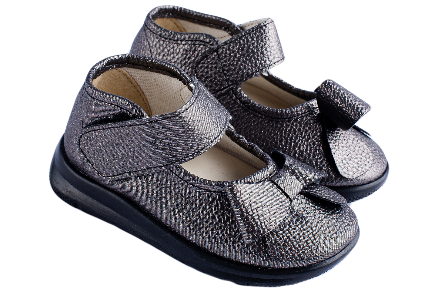 Детски сандали BELSTA от черна еко кожа с панделка/Kids' Sandals BELSTA from Black Eco-Leather with a Bow