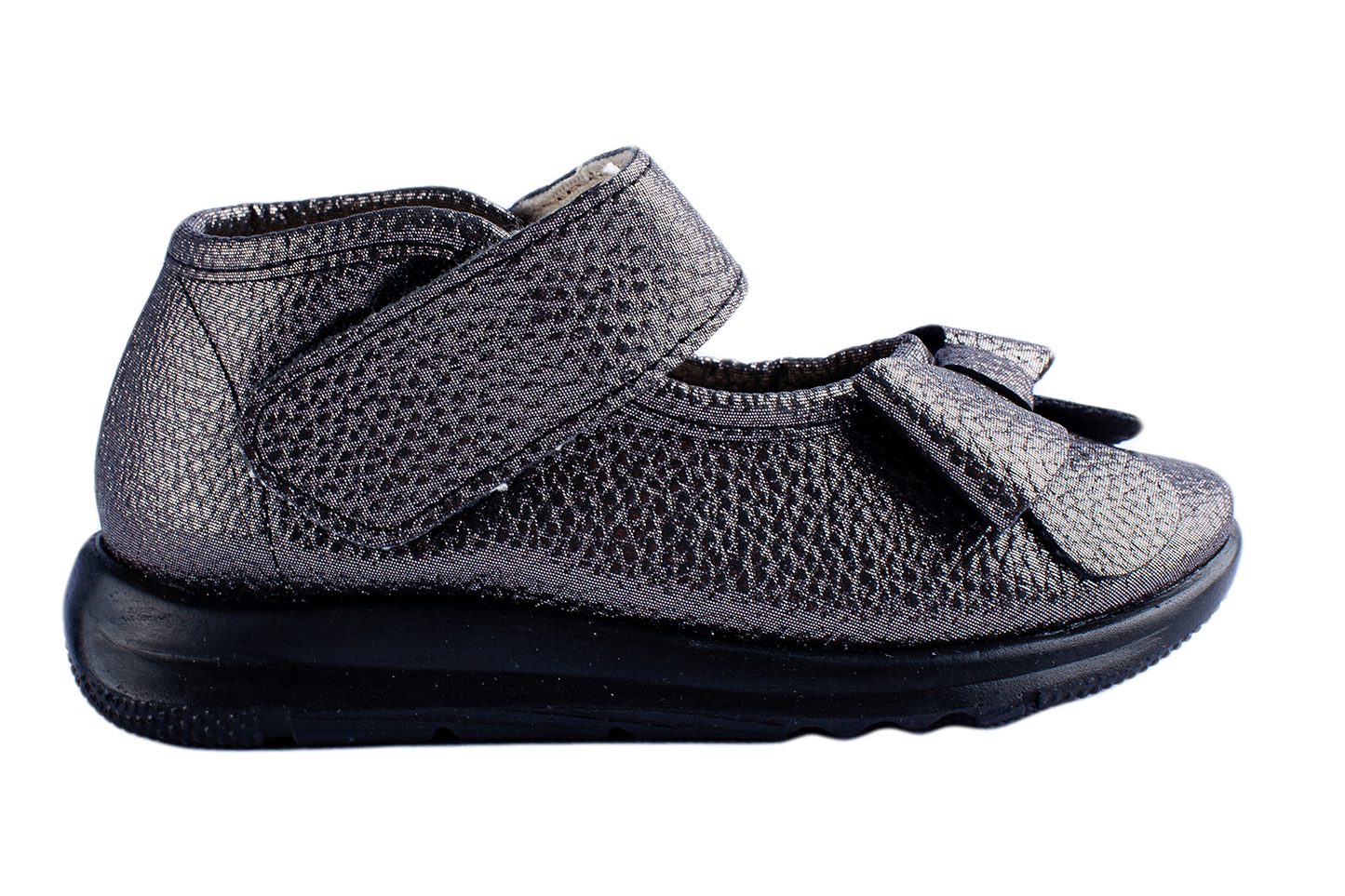 Детски сандали BELSTA от черна еко кожа с панделка/Kids' Sandals BELSTA from Black Eco-Leather with a Bow