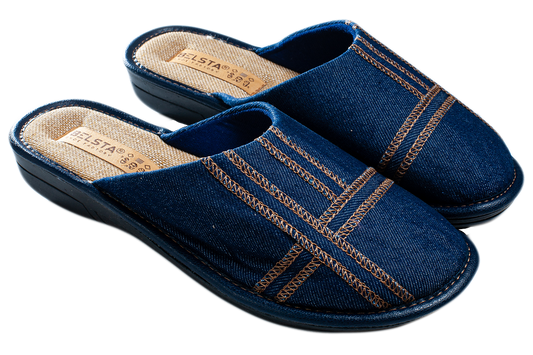 Опаковка: Дамски затворени чехли BELSTA от деним с бродерия/Size set: Women's Closed Slippers BELSTA from Denim with Embroidery