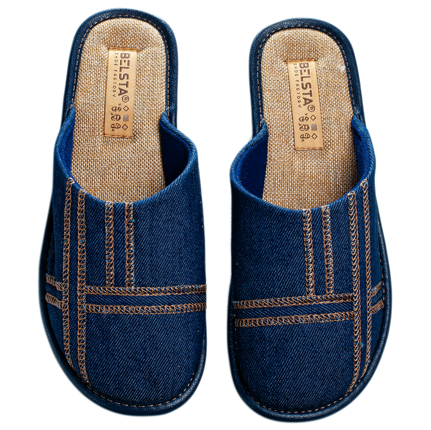 Дамски затворени чехли BELSTA от деним с бродерия/Women's Closed Slippers BELSTA from Denim with Embroidery