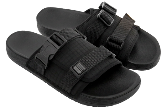Package: Men's open-toe slippers BELSTA made of raincoat fabric with straps