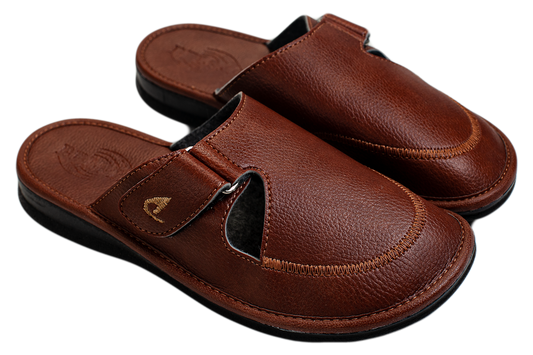 Мъжки затворени чехли BELSTA от еко кожа с велкро\Men's Closed Slippers BELSTA from Eco-Leather with Velcro