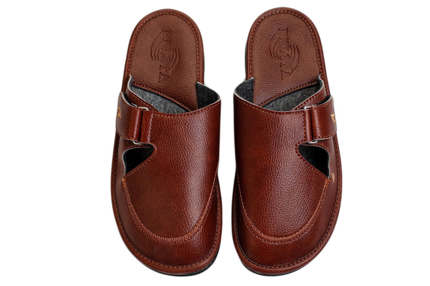Мъжки затворени чехли BELSTA от еко кожа с велкро\Men's Closed Slippers BELSTA from Eco-Leather with Velcro