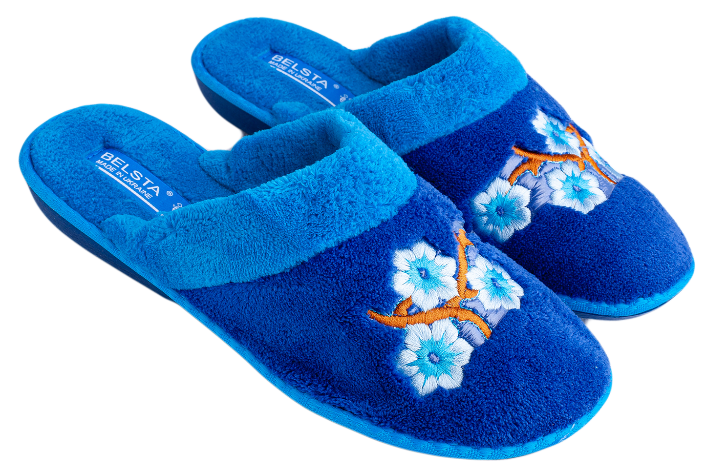 Дамски затворени чехли BELSTA от махра с маншет и бродерия/Women’s Closed BELSTA Slippers in Terry with Cuff and Embroidery