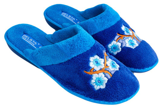 Дамски затворени чехли BELSTA от махра с маншет и бродерия/Women’s Closed BELSTA Slippers in Terry with Cuff and Embroidery