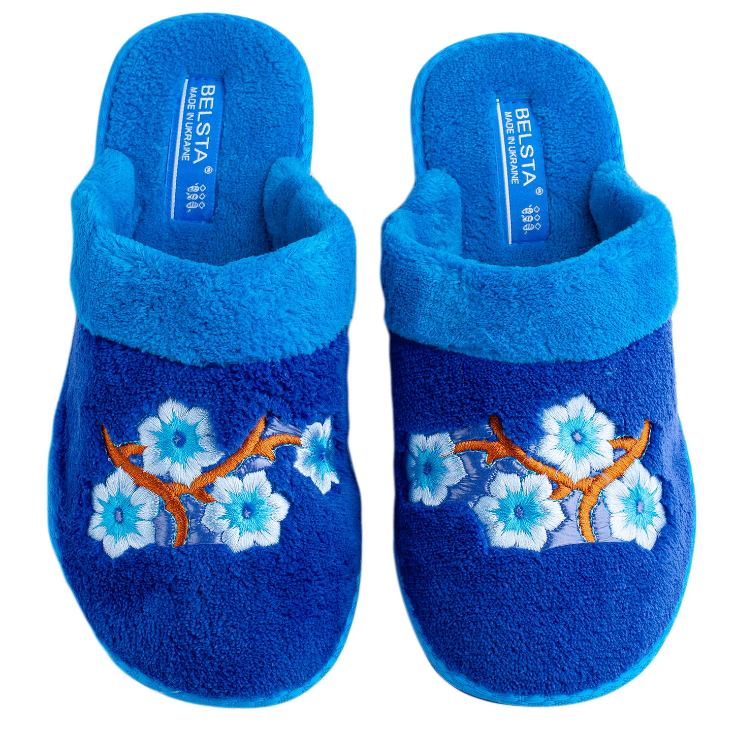 Дамски затворени чехли BELSTA от махра с маншет и бродерия/Women’s Closed BELSTA Slippers in Terry with Cuff and Embroidery