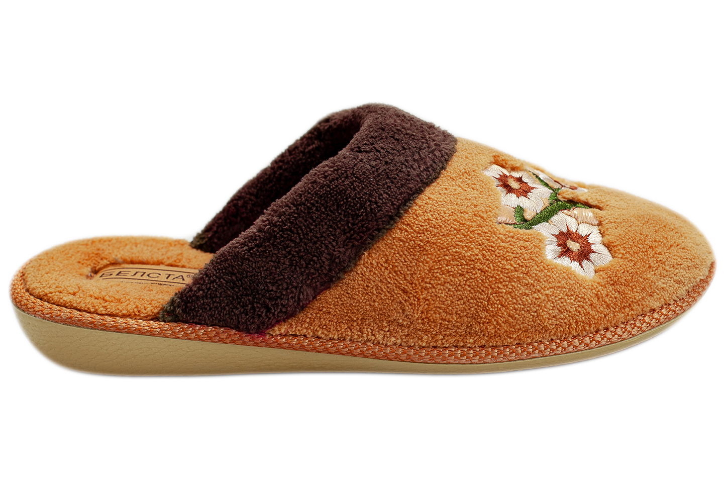 Дамски затворени чехли BELSTA от махра с маншет и бродерия/Women’s Closed BELSTA Slippers in Terry with Cuff and Embroidery