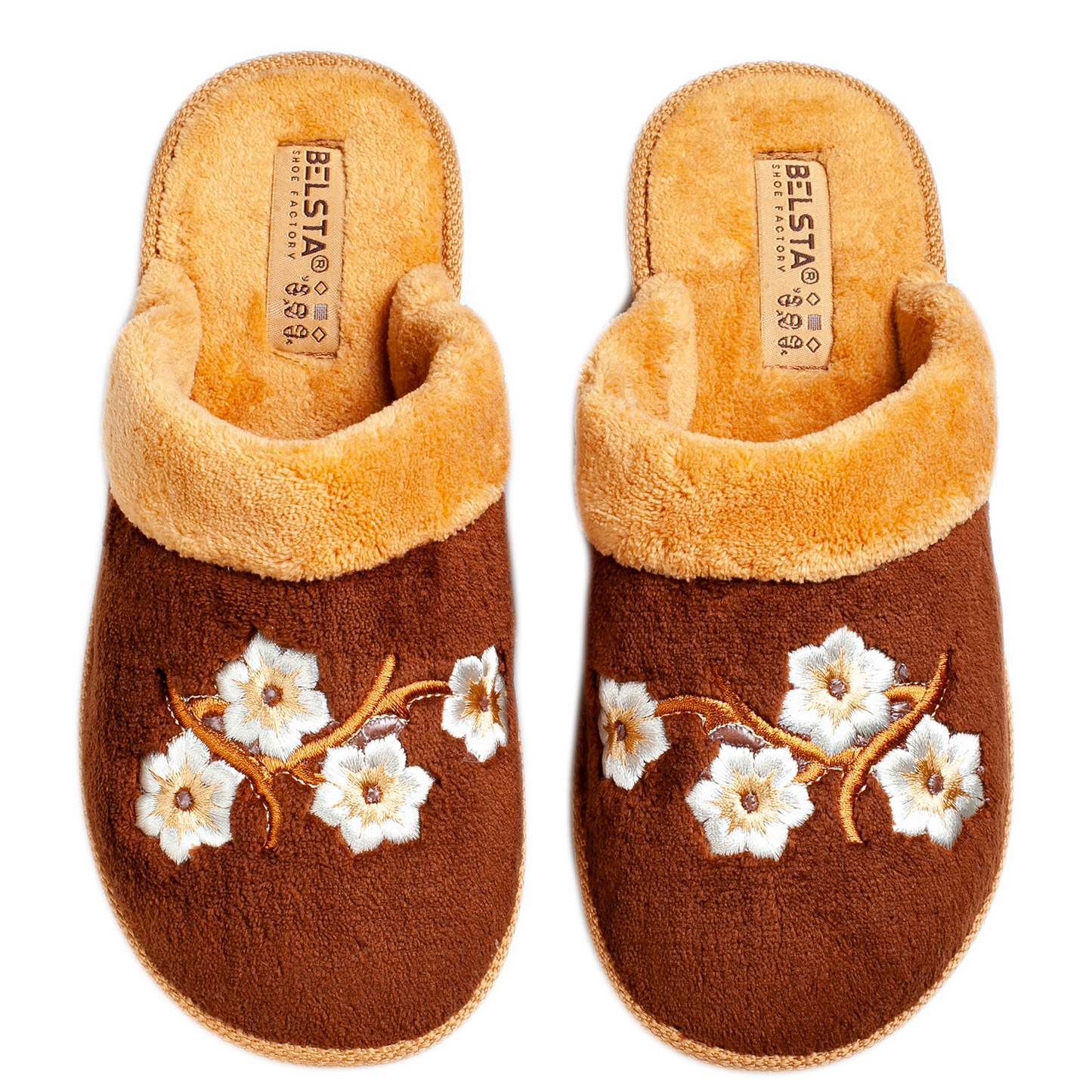 Дамски затворени чехли BELSTA от махра с маншет и бродерия/Women’s Closed BELSTA Slippers in Terry with Cuff and Embroidery