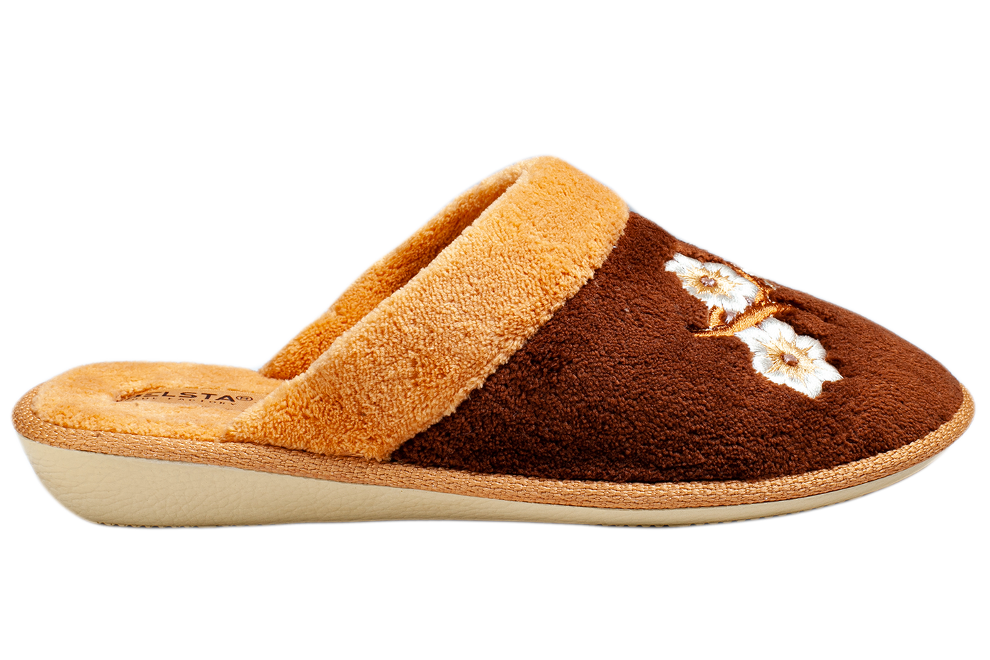 Дамски затворени чехли BELSTA от махра с маншет и бродерия/Women’s Closed BELSTA Slippers in Terry with Cuff and Embroidery
