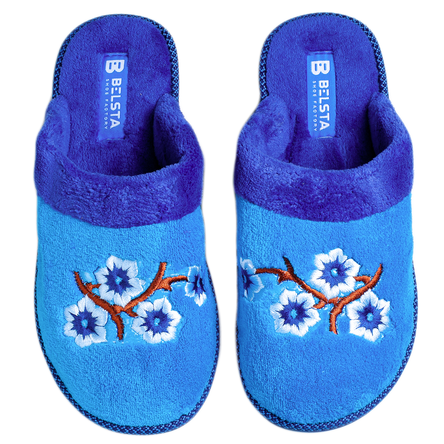 Опаковка: Дамски затворени чехли BELSTA от махра с маншет и бродерия/Size set: Women’s Closed BELSTA Slippers in Terry with Cuff and Embroidery