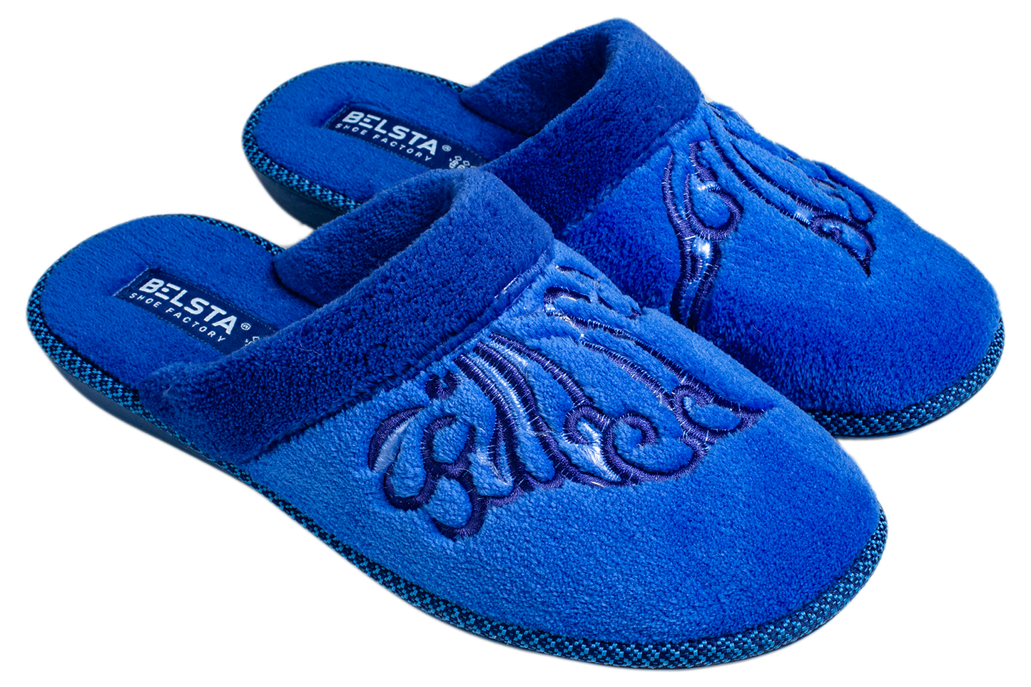 Дамски затворени чехли BELSTA от махра с маншет и бродерия/Women’s Closed BELSTA Slippers in Terry with Cuff and Embroidery