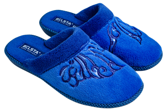 Дамски затворени чехли BELSTA от махра с маншет и бродерия/Women’s Closed BELSTA Slippers in Terry with Cuff and Embroidery