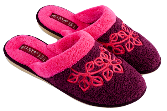 Опаковка: Дамски затворени чехли BELSTA от махра с маншет и бродерия/Size set: Women’s Closed BELSTA Slippers in Terry with Cuff and Embroidery