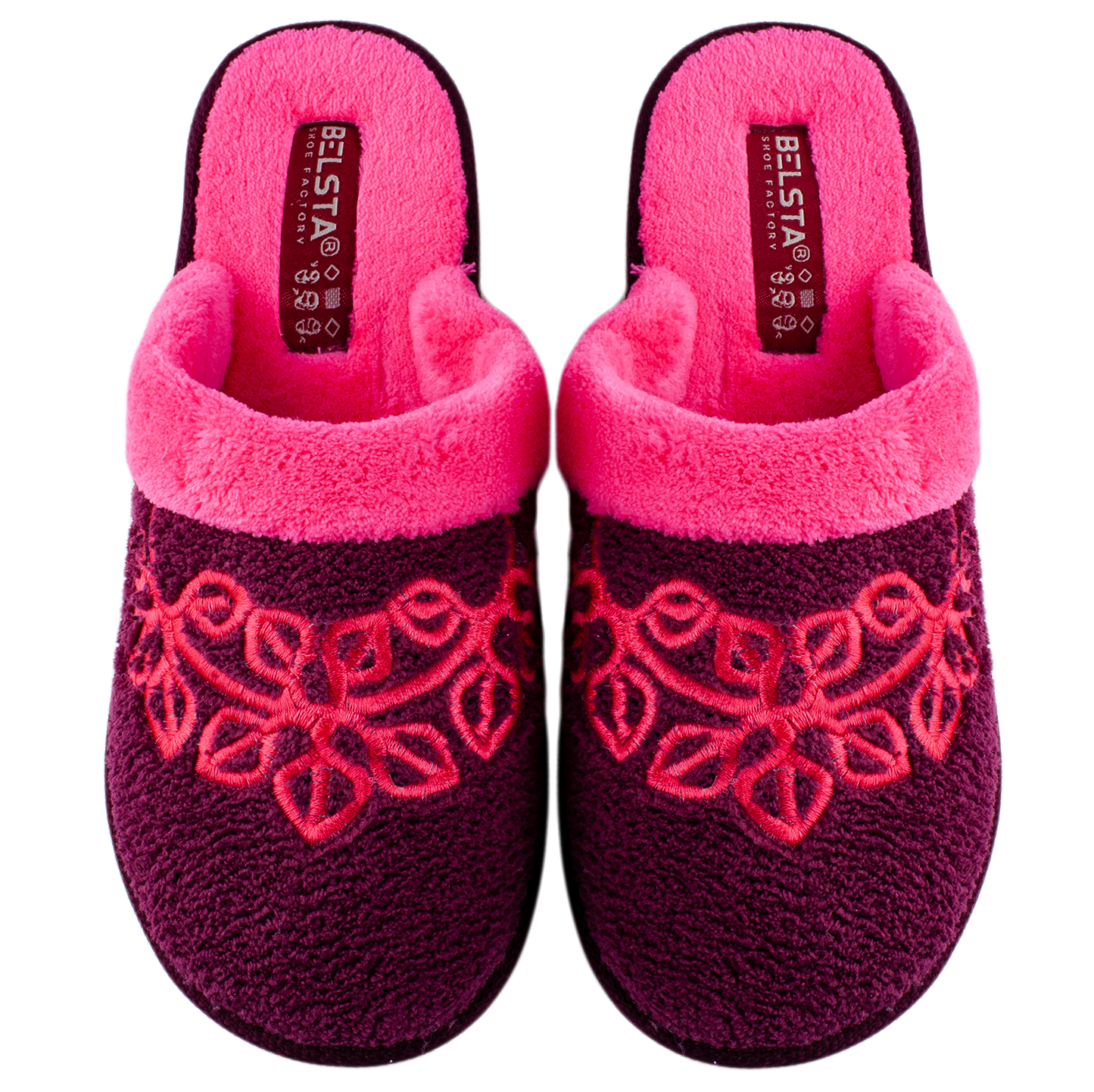 Опаковка: Дамски затворени чехли BELSTA от махра с маншет и бродерия/Size set: Women’s Closed BELSTA Slippers in Terry with Cuff and Embroidery