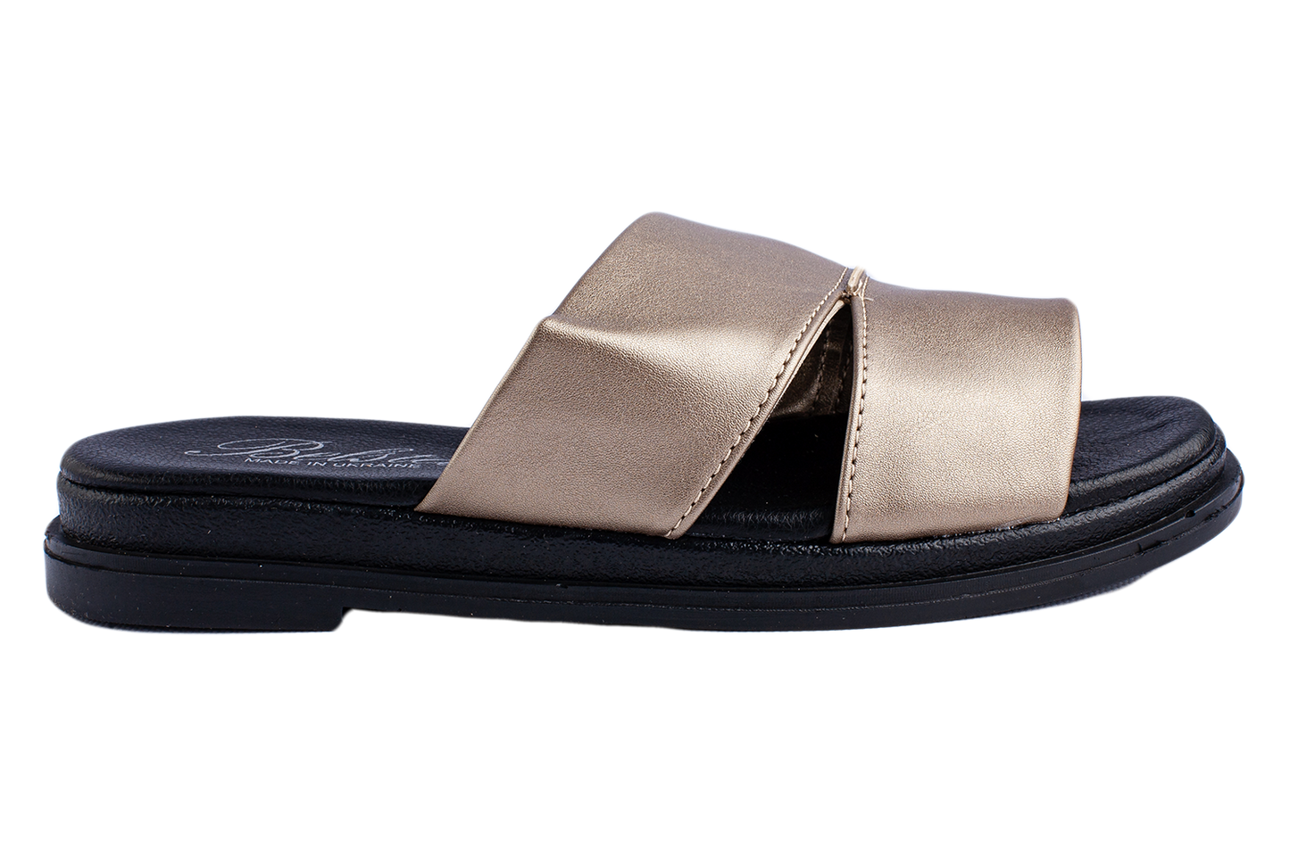 Дамски отворени чехли BELSTA от еко кожа в сребристо-бежов цвят/Women's Open Slippers BELSTA from Eco-Leather in Silver-Beige Color
