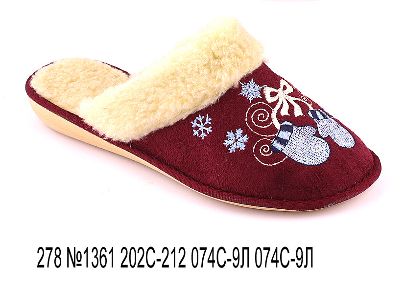 Дамски затворени чехли BELSTA от еко велур с овча кожа/Women's Closed Slippers BELSTA from Eco-Suede with Sheepskin