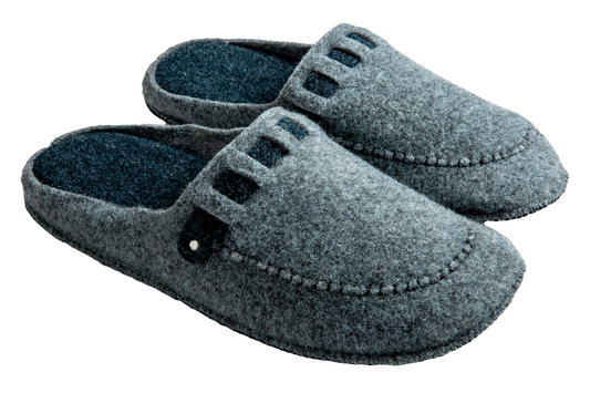 Мъжки затворени чехли BELSTA от сив италиански филц с каишка/Men's Closed Slippers BELSTA from Grey Italian Felt with Strap