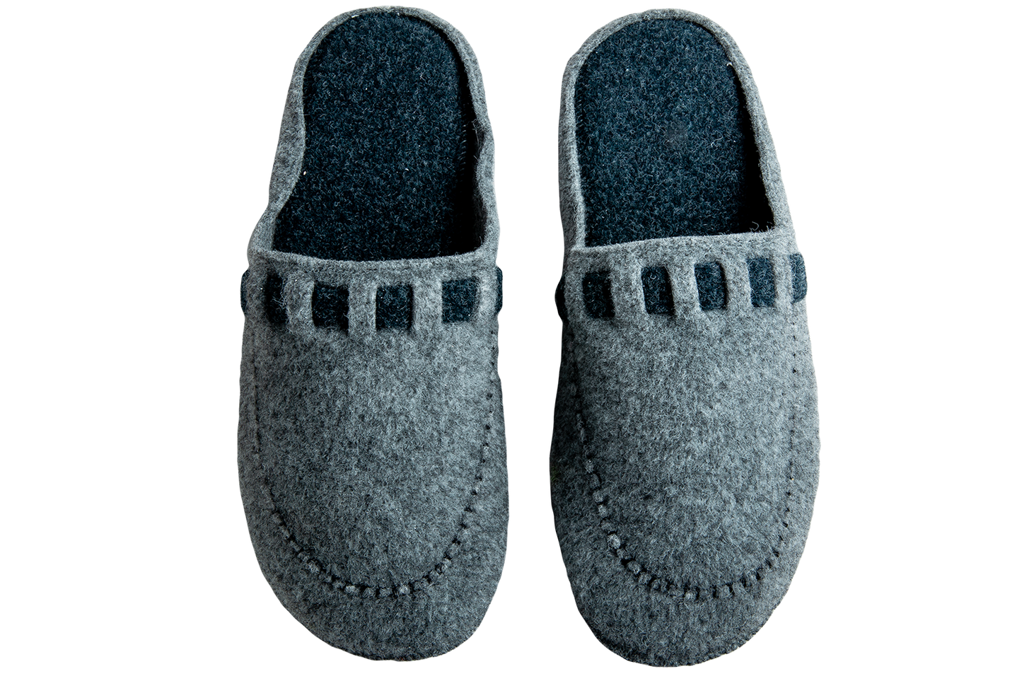 Мъжки затворени чехли BELSTA от сив италиански филц с каишка/Men's Closed Slippers BELSTA from Grey Italian Felt with Strap