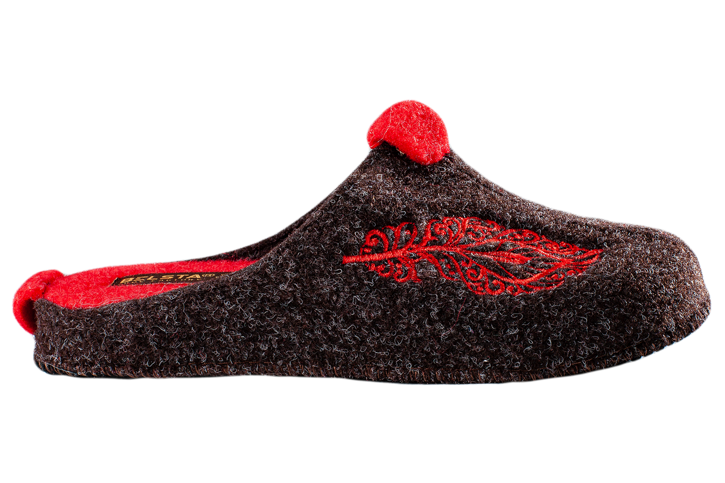 Дамски затворени пантофи BELSTA от италиански филц с бродерия „Перо“/Women’s Closed Italian Felt BELSTA Slippers with Feather Embroidery
