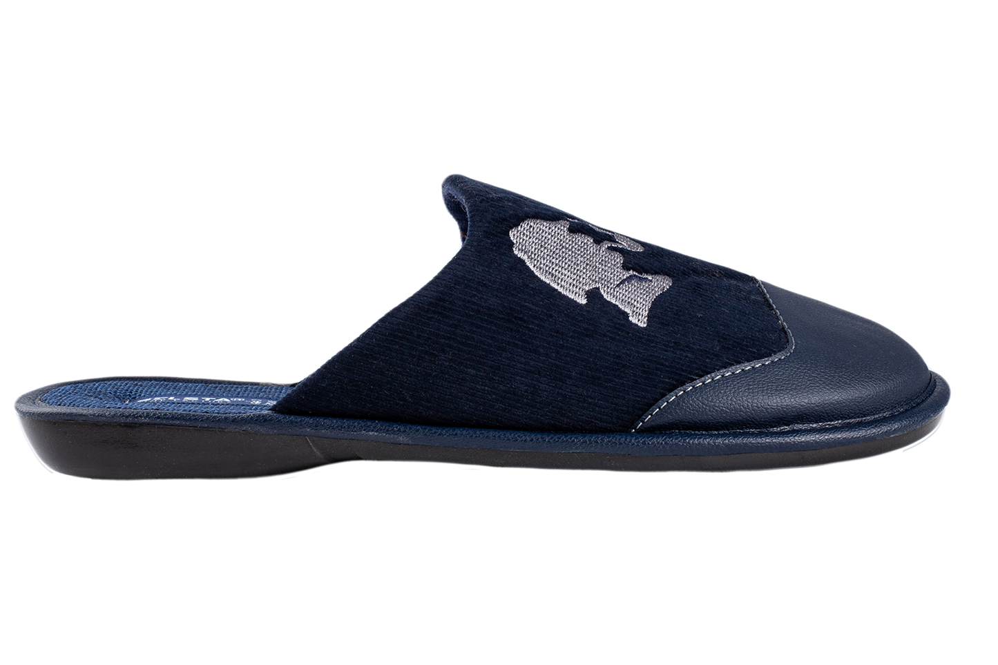 Мъжки затворени пантофи BELSTA от велвет с еко кожа и бродерия/Men's Closed Slippers BELSTA from Velvet with Eco-Leather and Embroidery