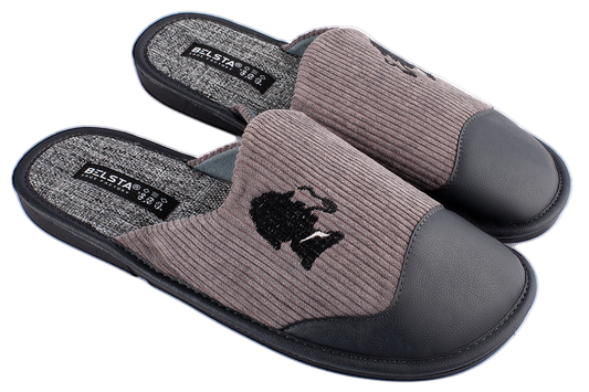 Опаковка: Мъжки затворени пантофи BELSTA от велвет с еко кожа и бродерия/Size set: Men's Closed Slippers BELSTA from Velvet with Eco-Leather and Embroidery