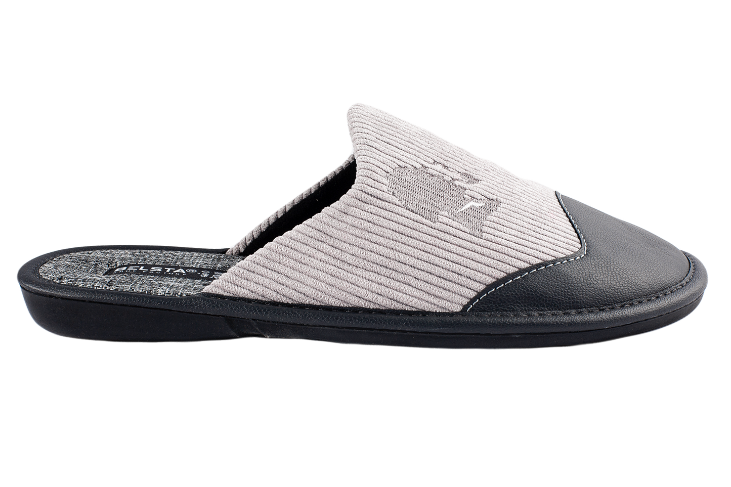 Мъжки затворени пантофи BELSTA от велвет с еко кожа и бродерия/Men's Closed Slippers BELSTA from Velvet with Eco-Leather and Embroidery