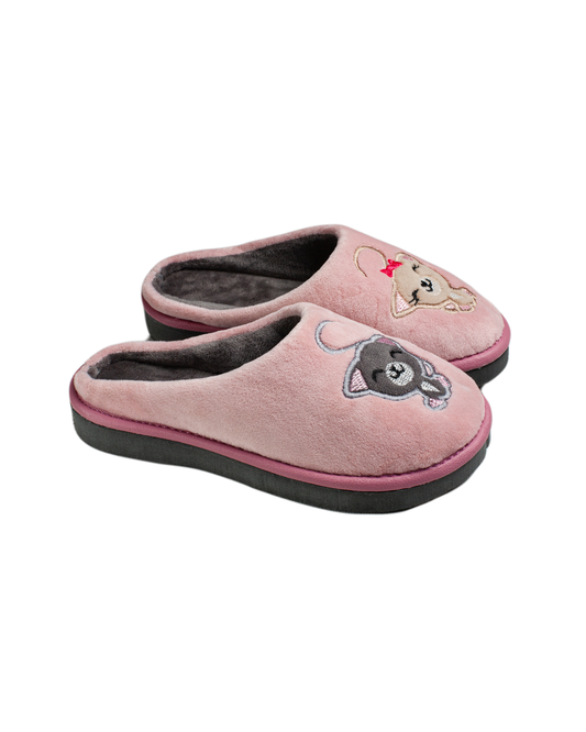 Детски затворени чехли BELSTA от розов велур/Children's Closed BELSTA Slippers in Pink Velour