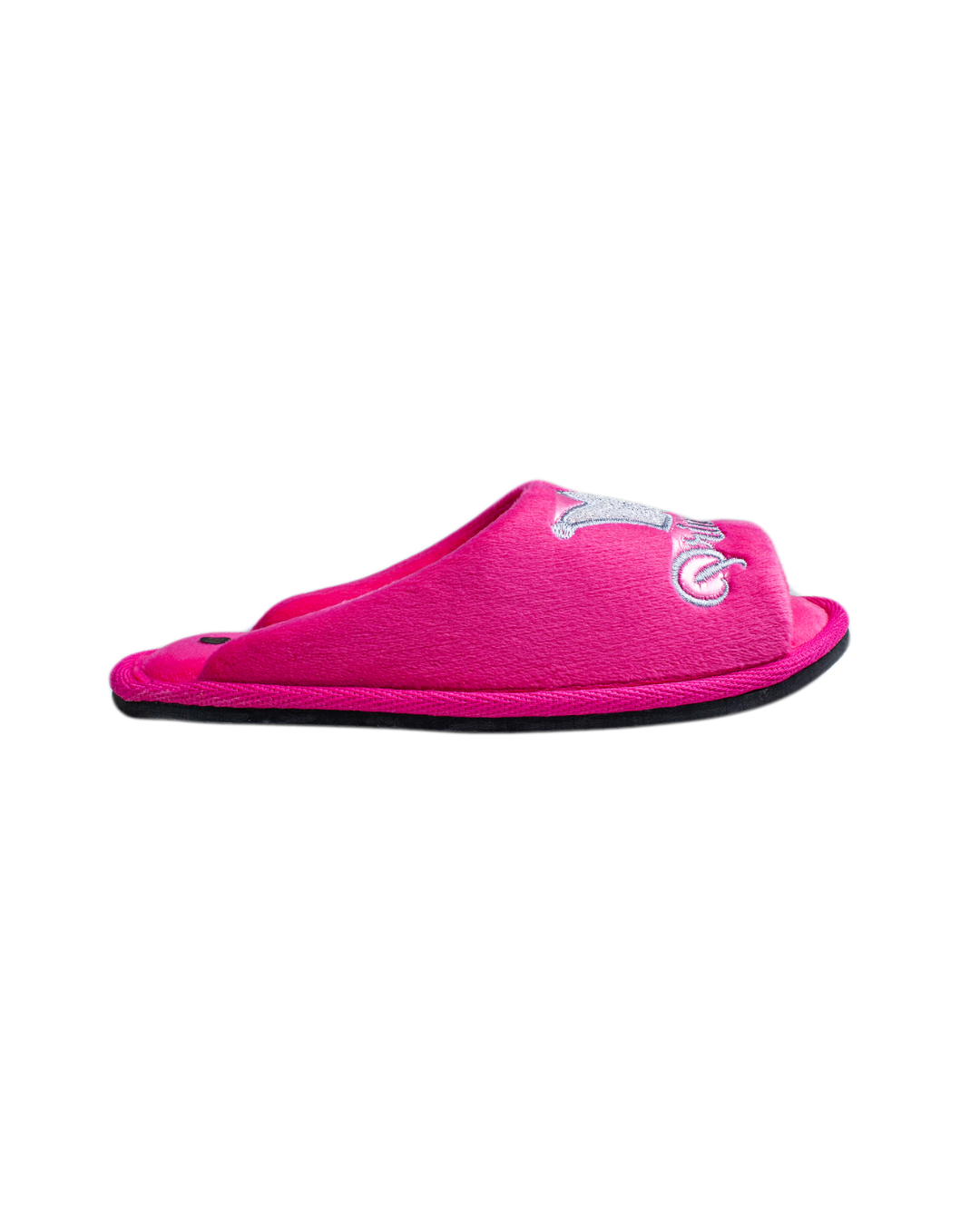 Детски отворени чехли BELSTA от розов велур с бродерия на корона/Children's Open BELSTA Slippers in Pink Velvet with Crown Embroidery