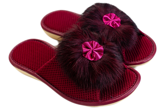 Опаковка: Детски отворени пантофи BELSTA от текстил с естествена козина/Size set: Kids' Open Slippers BELSTA from Textile with Natural Fur