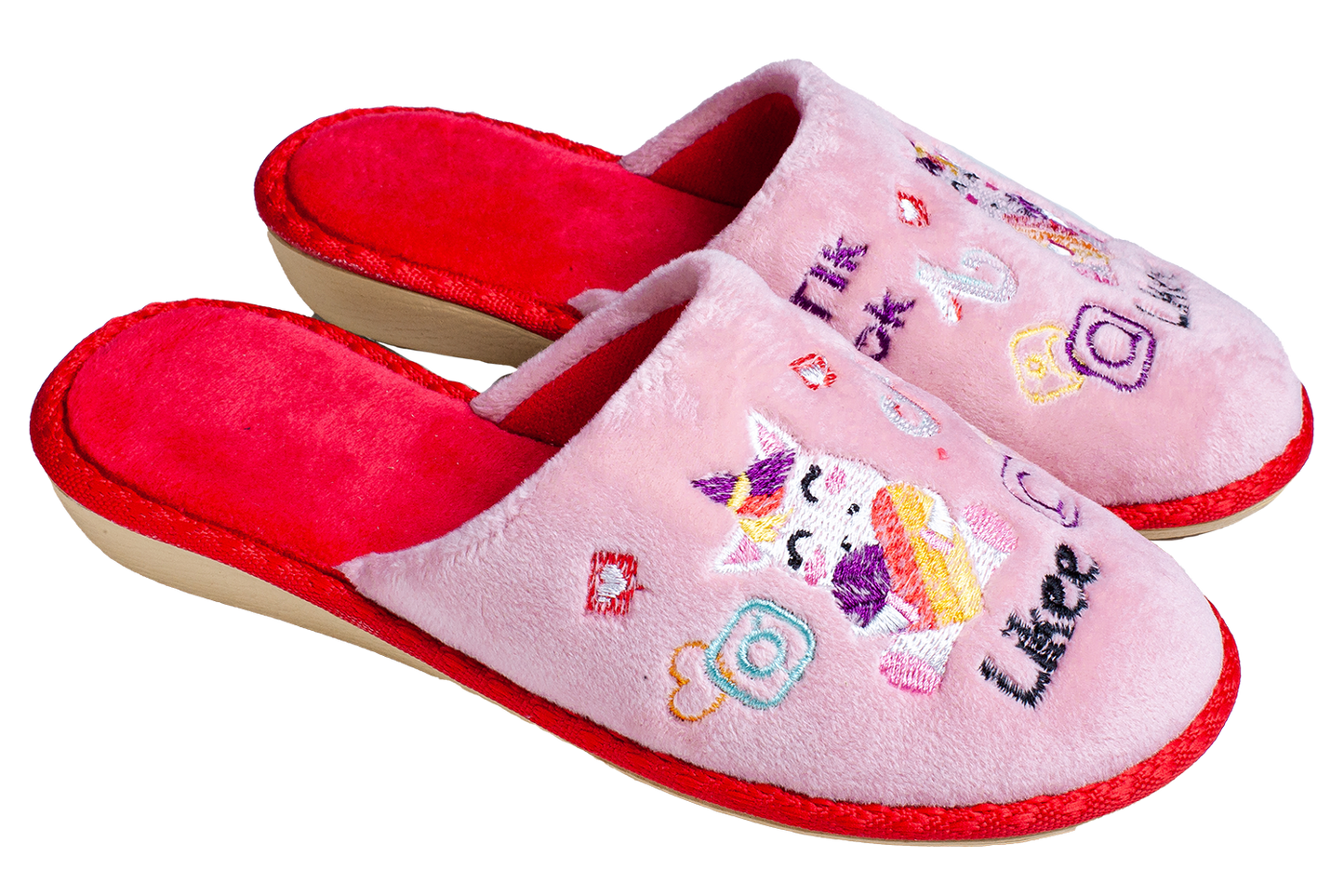 Опаковка: Детски чехли BELSTA от кафяв;розов велур с бродерия/Size set: Children's BELSTA Slippers in Brown;Pink Velour with Embroidery (Copy)