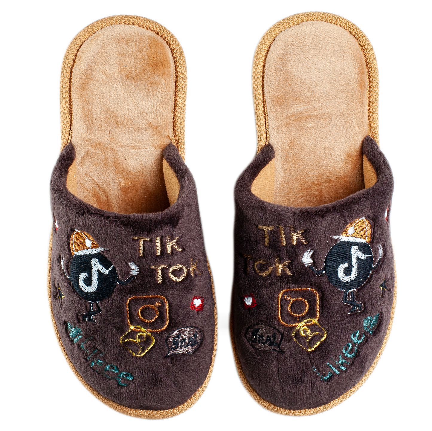 Опаковка: Детски чехли BELSTA от кафяв;розов велур с бродерия/Size set: Children's BELSTA Slippers in Brown;Pink Velour with Embroidery (Copy)