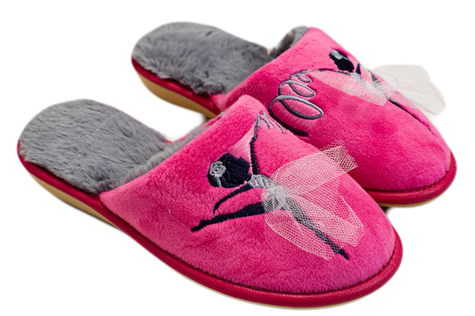 Опаковка: Детски затворени чехли BELSTA от розов велур/Size set: Children's Closed BELSTA Slippers in Pink
