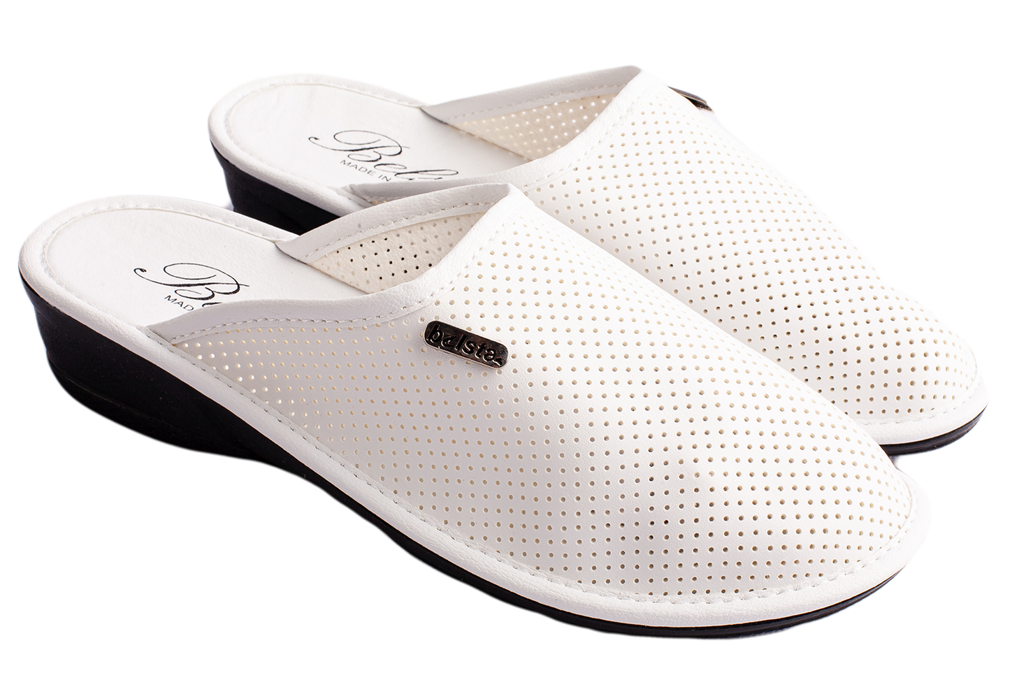 Дамски затворени пантофи BELSTA от перфорирана еко кожа/Women's Closed Slippers BELSTA from Perforated Eco-Leather