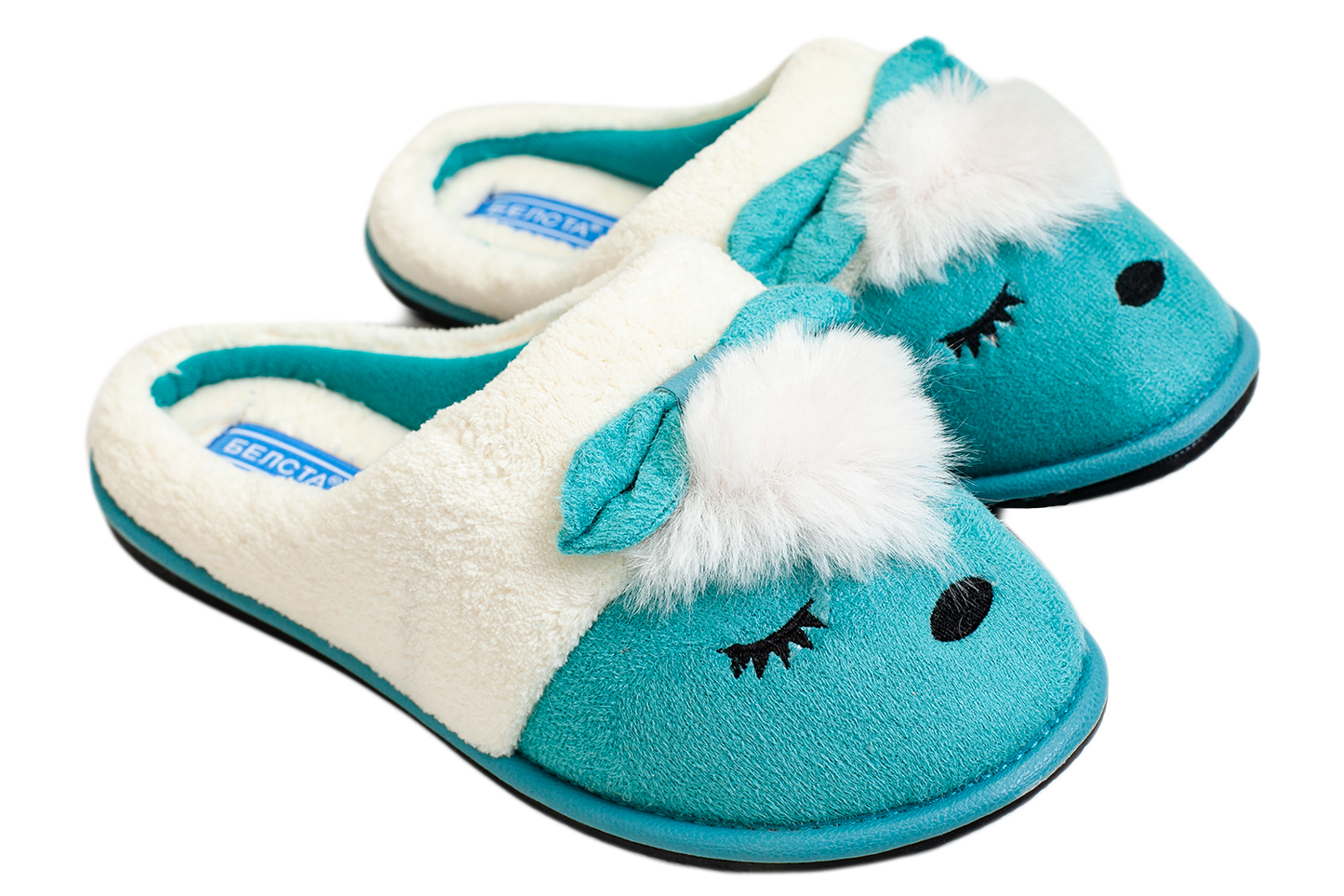 Женски затворени пантофи BELSTA от еко велур с бродерия и апликация „Мишка“/Women’s Closed Suede BELSTA Slippers with Mouse Embroidery and Appliqué