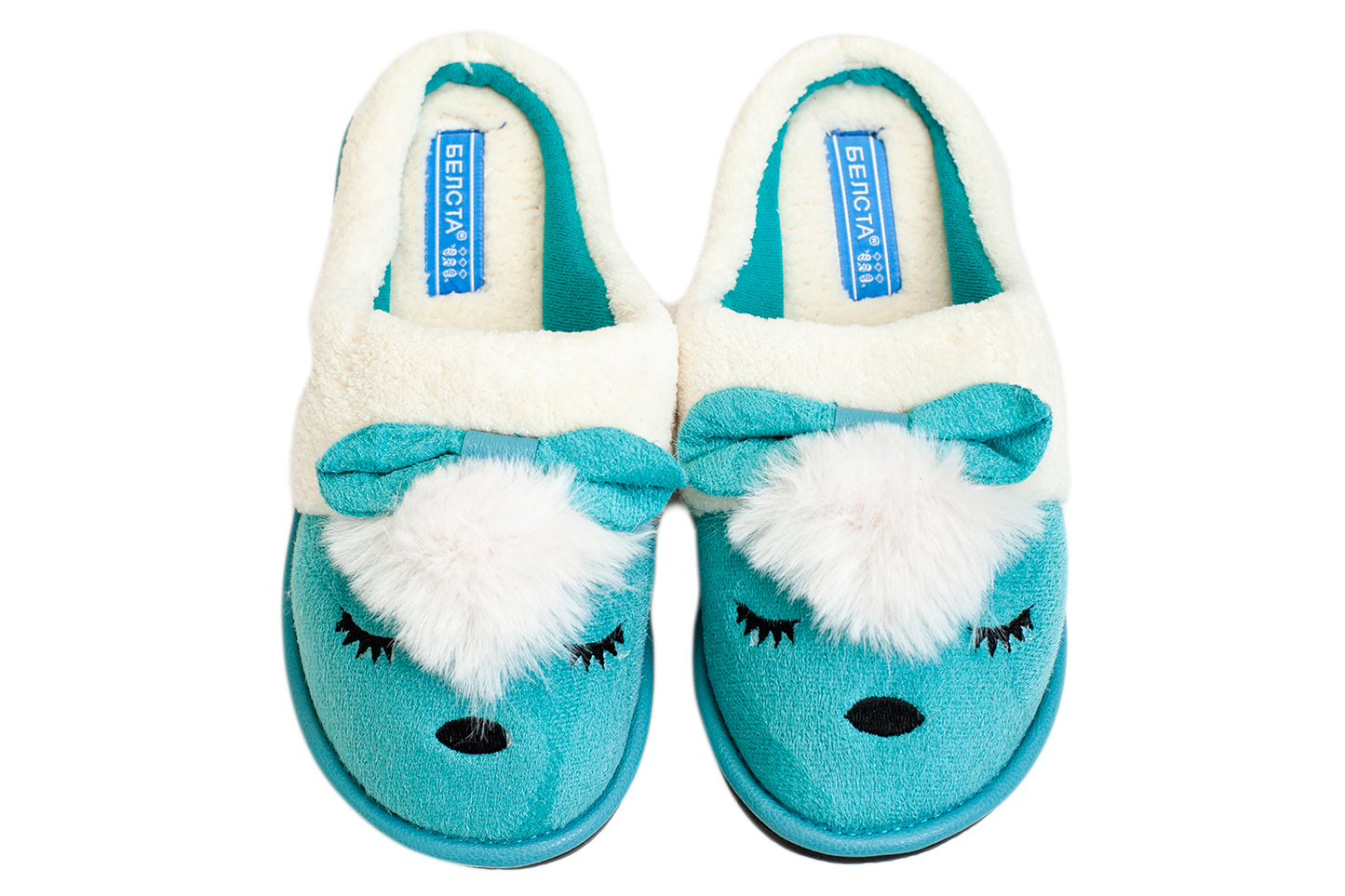 Женски затворени пантофи BELSTA от еко велур с бродерия и апликация „Мишка“/Women’s Closed Suede BELSTA Slippers with Mouse Embroidery and Appliqué