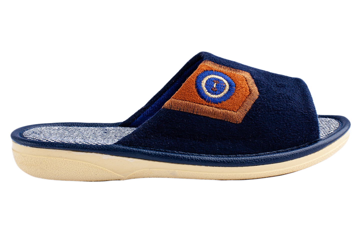 Детски сини велурени чехли BELSTA с бродерия