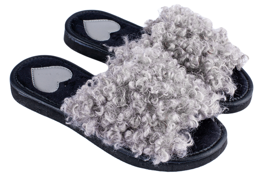 Дамски отворени чехли BELSTA от еко овча кожа/Women’s Open BELSTA Slippers in Eco-Sheepskin