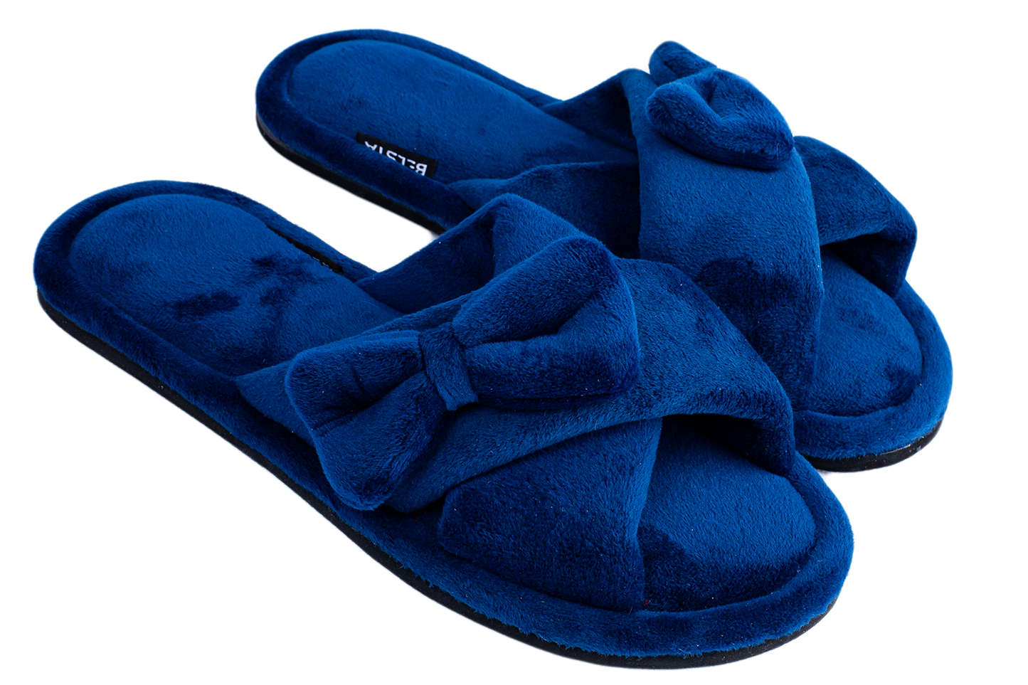 Дамски отворени пантофи BELSTA от велур с панделка/Women's Open Slippers BELSTA from Velour with a Bow