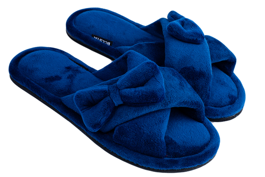 Дамски отворени пантофи BELSTA от велур с панделка/Women's Open Slippers BELSTA from Velour with a Bow