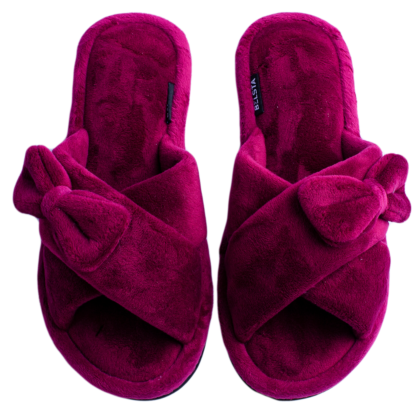 Дамски отворени пантофи BELSTA от велур с панделка/Women's Open Slippers BELSTA from Velour with a Bow