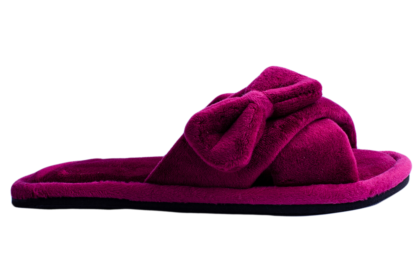 Дамски отворени пантофи BELSTA от велур с панделка/Women's Open Slippers BELSTA from Velour with a Bow
