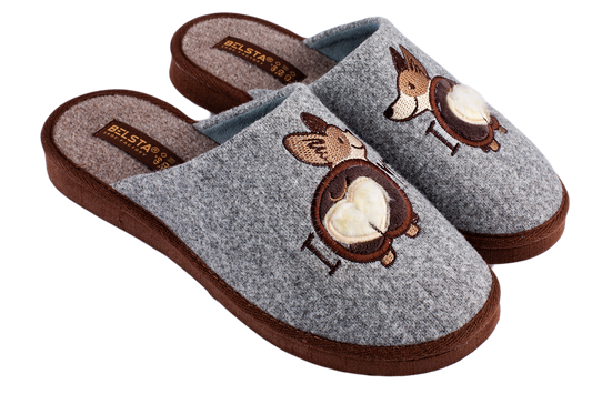 Дамски затворени пантофи BELSTA от вълна с бродерия/Women’s Closed Wool BELSTA Slippers with Embroidery