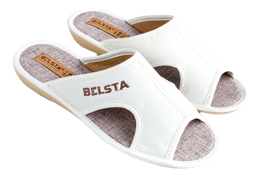 Опаковка: Дамски отворени пантофи BELSTA от еко кожа, украсени с бродери/Size set: Women's Open Slippers BELSTA from Eco-Leather, Decorated with Embroidery