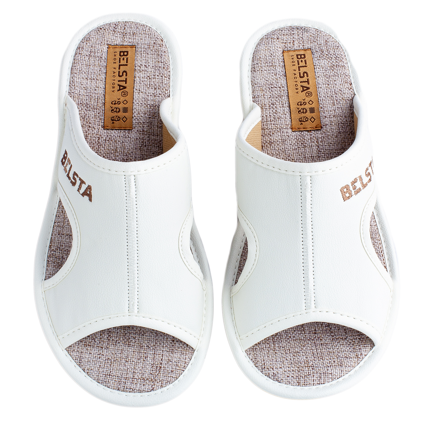 Дамски отворени пантофи BELSTA от еко кожа, украсени с бродери/Women's Open Slippers BELSTA from Eco-Leather, Decorated with Embroidery
