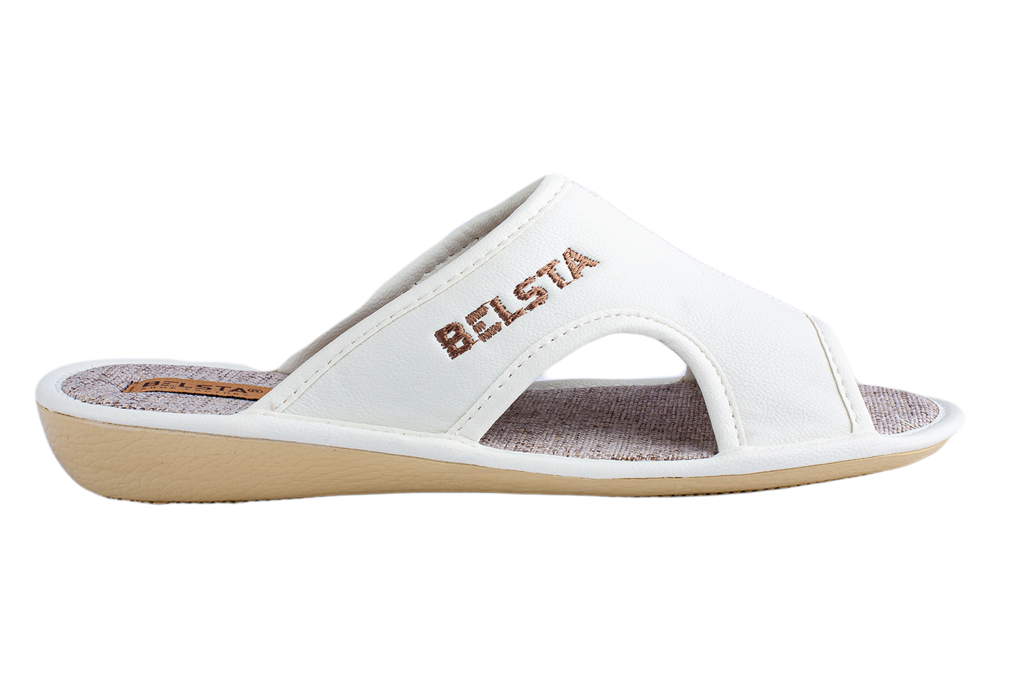 Дамски отворени пантофи BELSTA от еко кожа, украсени с бродери/Women's Open Slippers BELSTA from Eco-Leather, Decorated with Embroidery