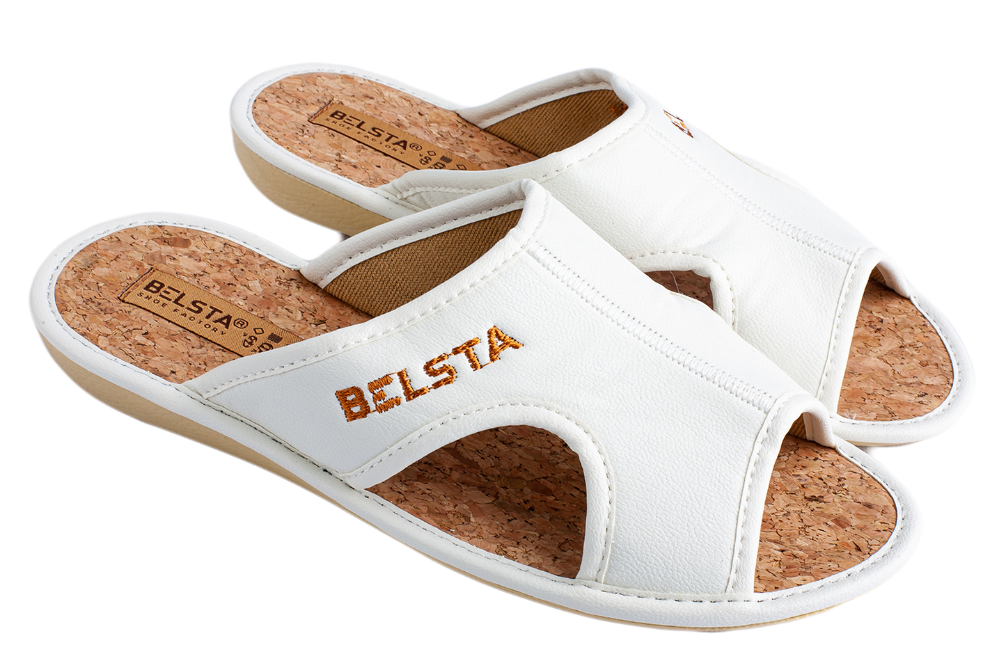 Дамски отворени чехли BELSTA бели от еко кожа