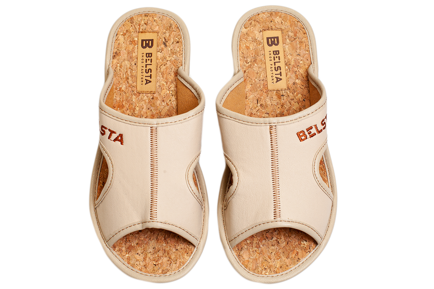Дамски отворени пантофи BELSTA от еко кожа, украсени с бродери/Women's Open Slippers BELSTA from Eco-Leather, Decorated with Embroidery